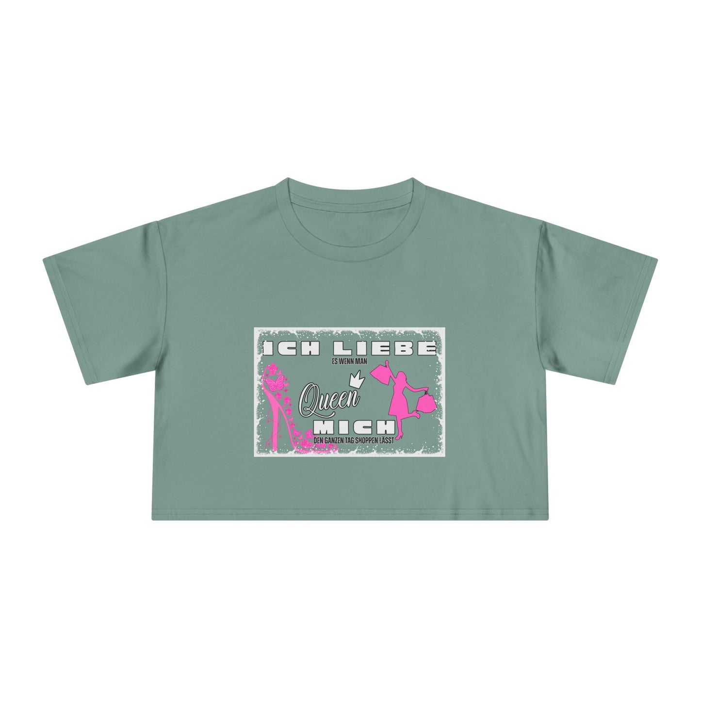 Ich liebe shoppe "Shopping Queen" Crop Tee  copped Shirt