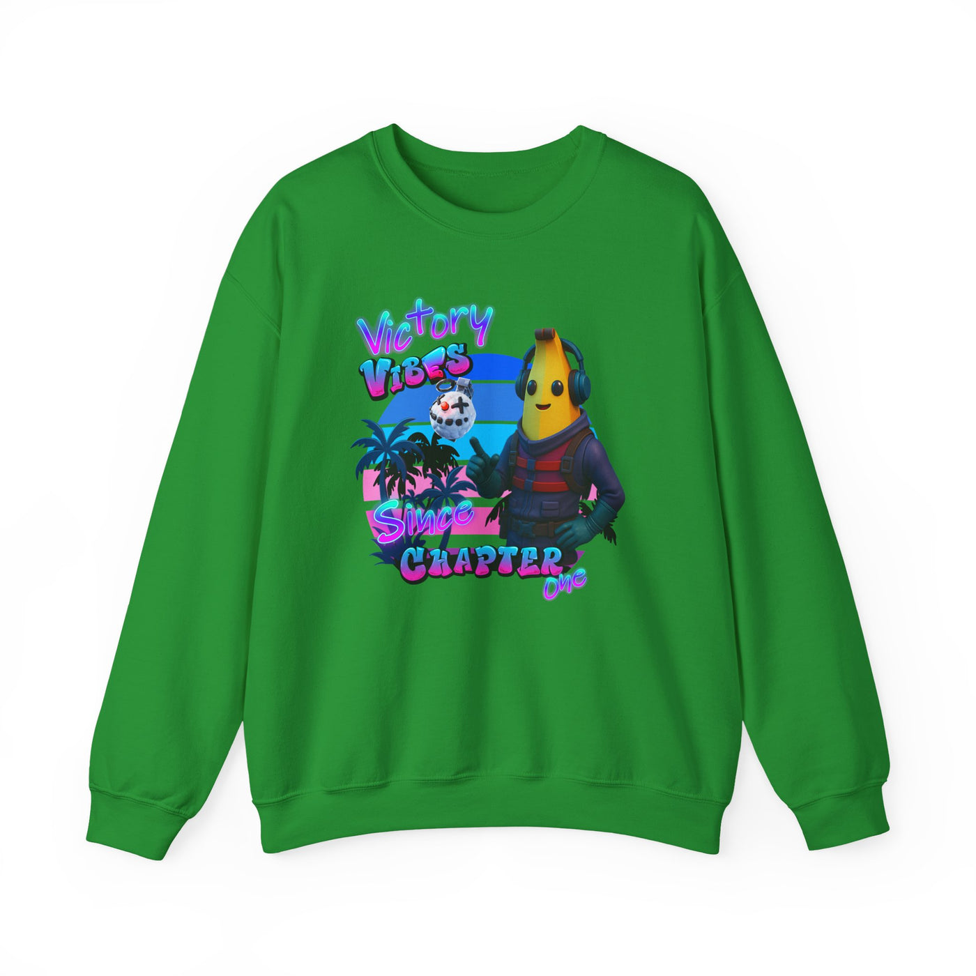 Victory Fortnite Vibes Banana Crewneck Sweatshirt - Unisex Heavy Blend