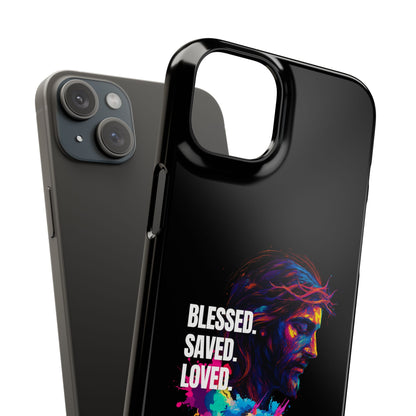 Blessed Saved Loved -  Snap Case Handyhülle - Jesus