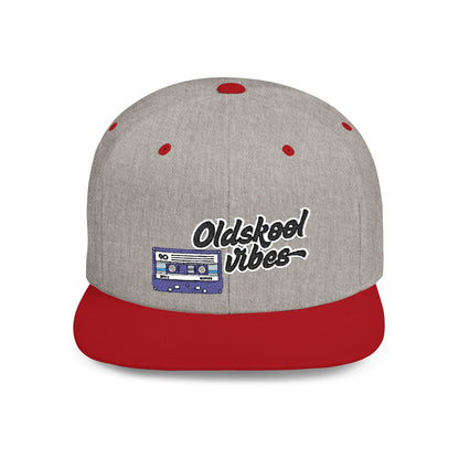 Oldschool Vibes Flat Bill Snapback Cap | Retro Style Hat for Casual Wear