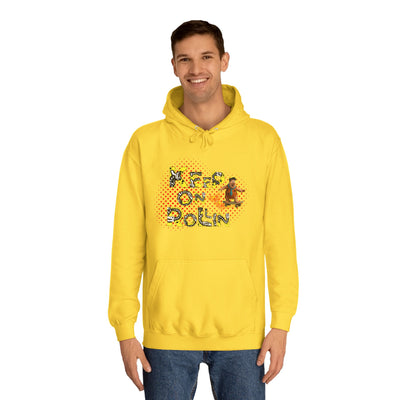 'Keep On Rollin' Design Unisex College Hoodie Flintstones Feuerstein
