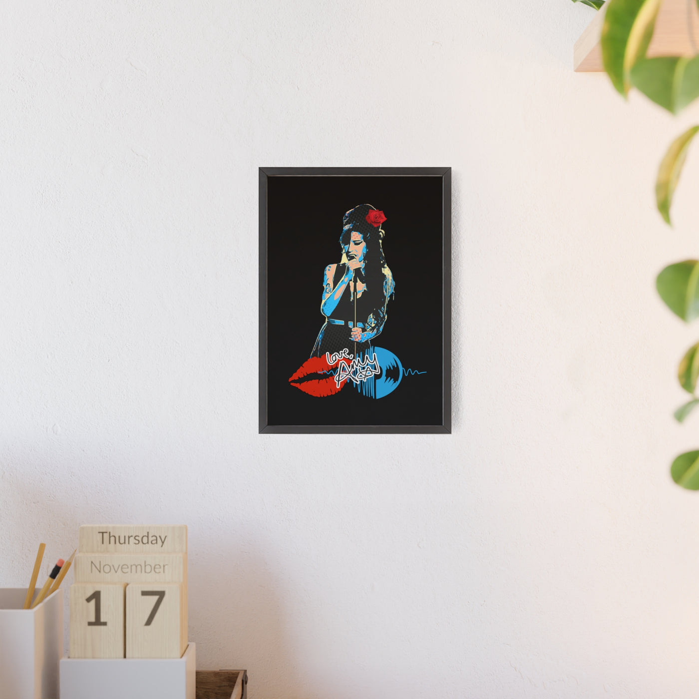 Love Amy Winehouse Poster with Wooden Frame - Vibrant Wall Art for Music Lovers