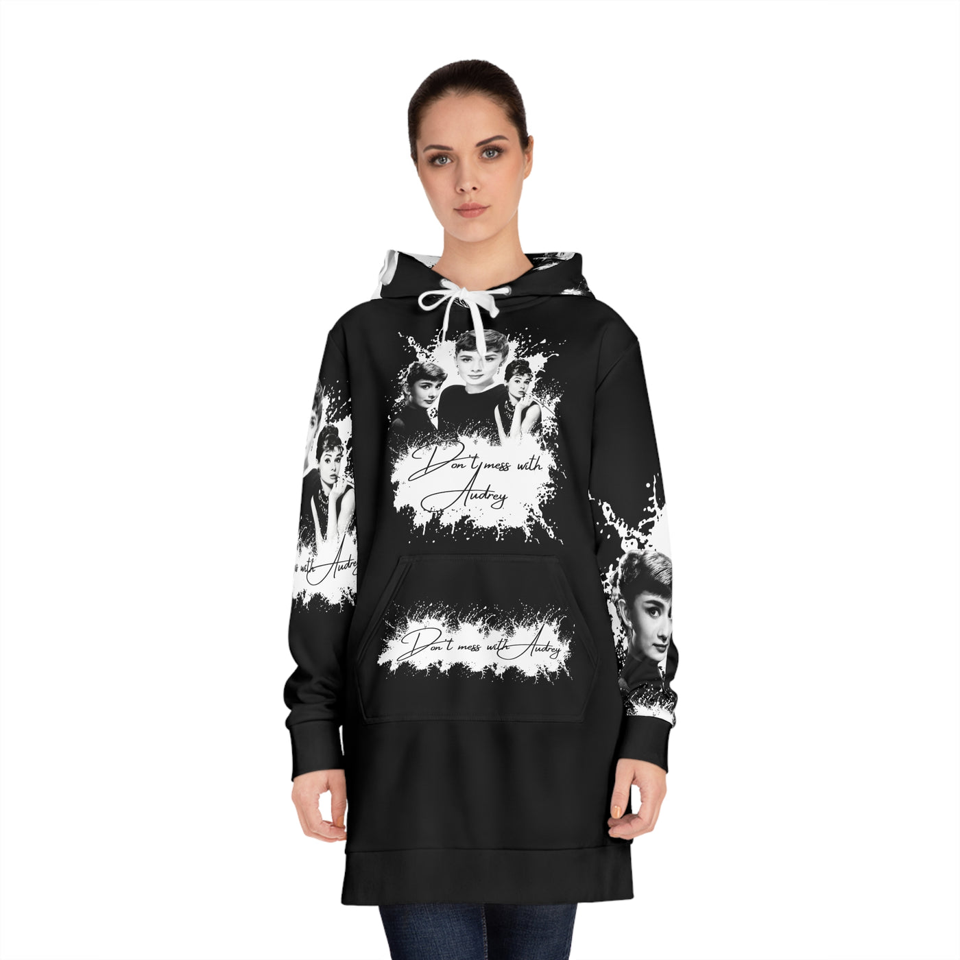 Audrey Hepburn Graphic Hoodie Dress - Stylish & Cozy Women's Fashion