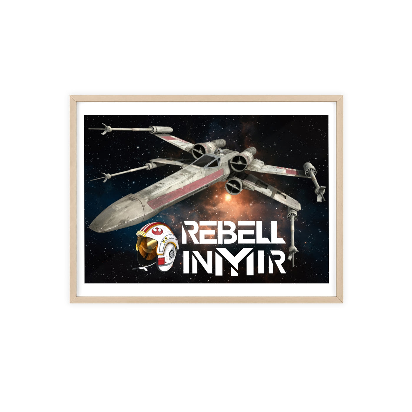 Star Wars X-Wing Fighter Poster with Wooden Frame - Rebel Inyir Decor