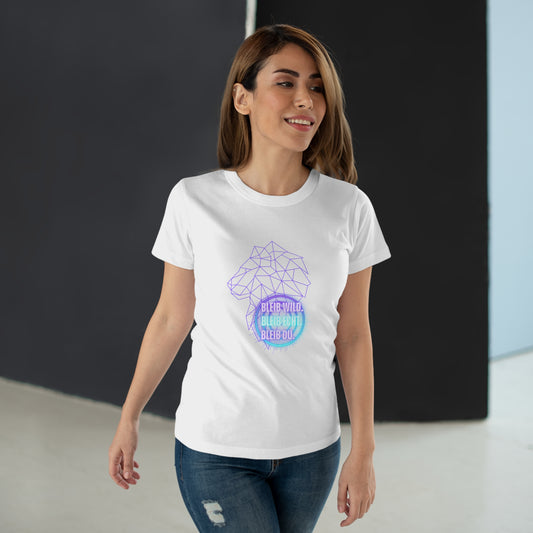 Women's Inspirational Lion T-Shirt - 'Bleib-Wild, Bleib-Echt, Bleib-Du' Design