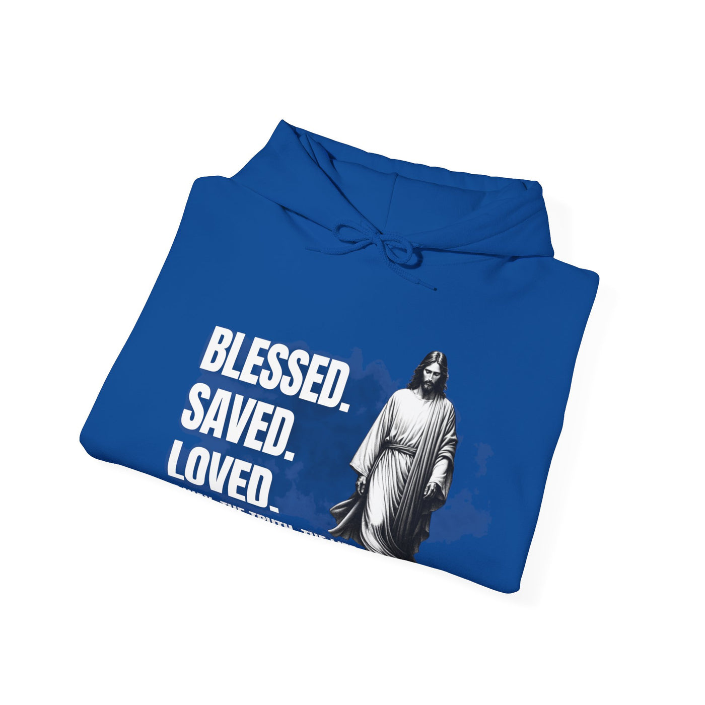 Blessed, Saved, Loved Hoodie - Unisex Heavy Blend Sweatshirt for Comfort and Faith Jesus