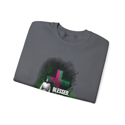 Jesus mit Faith und Spruch Blessed -Saved -Forgiven Sweatshirt