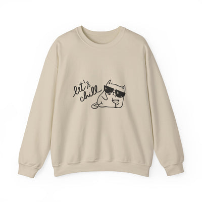 Let's Chill Cat Sweatshirt - Unisex Garment-Dyed Pullover for Cozy Days
