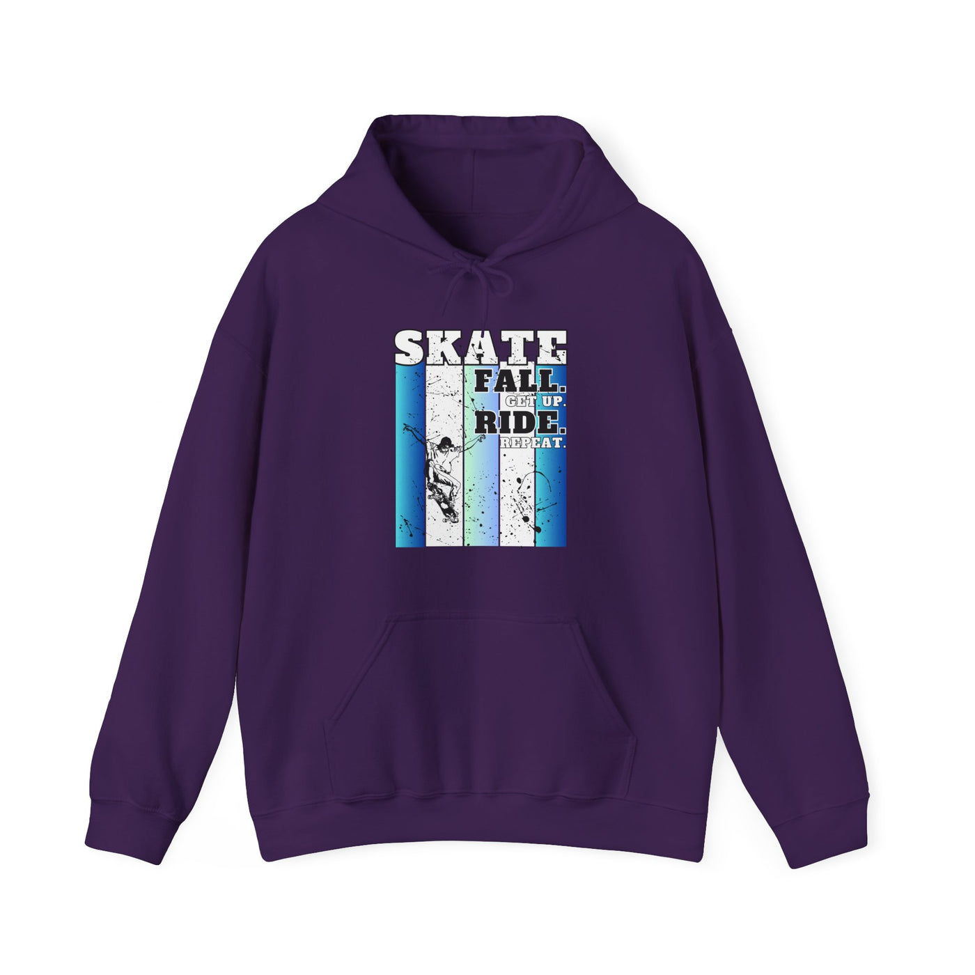 Skateboarding Warmup Hoodie - 'Skate Fall Get Up Ride Repeat' Design