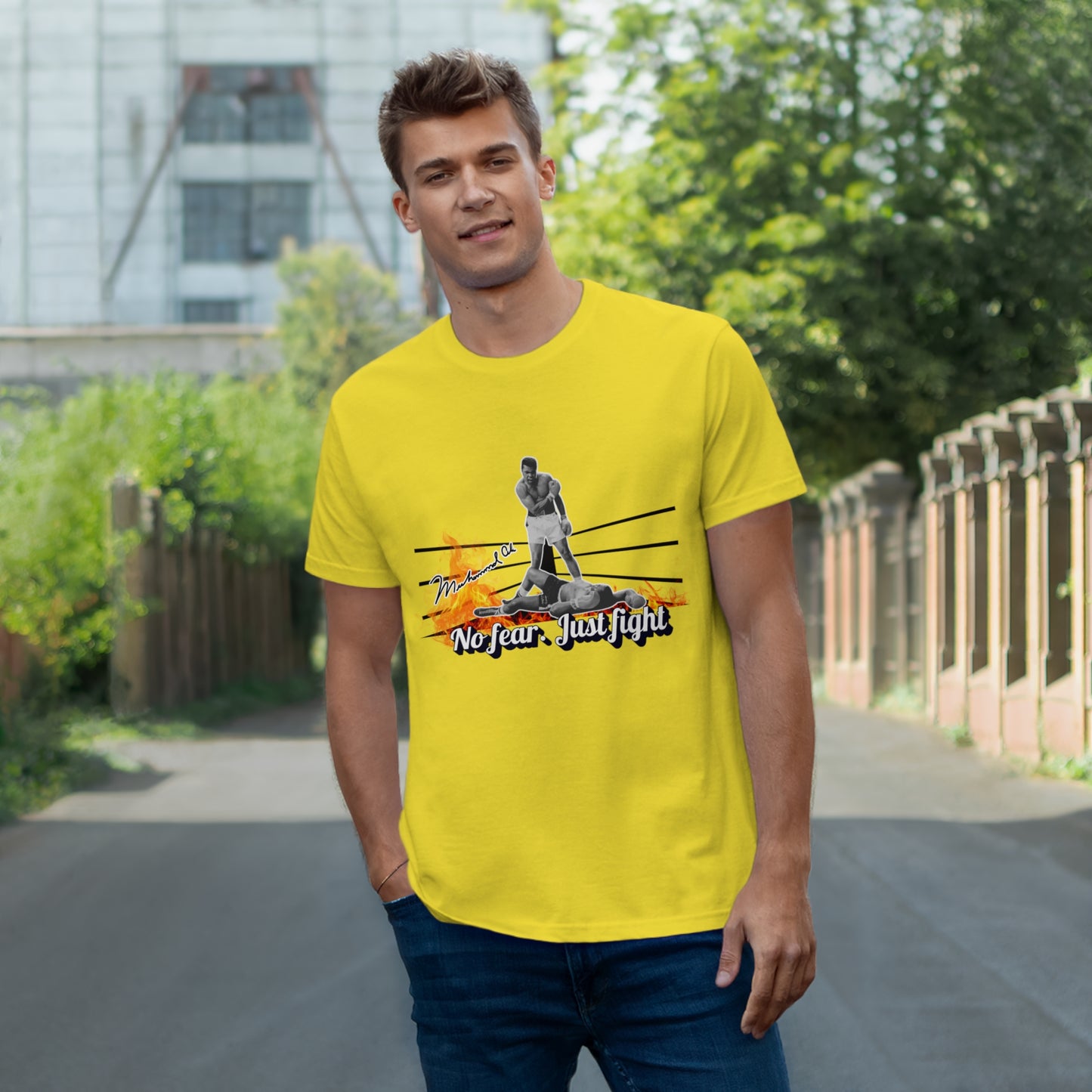 No Fear Just Fight T-Shirt, Motivational Shirt Muhammad Ali