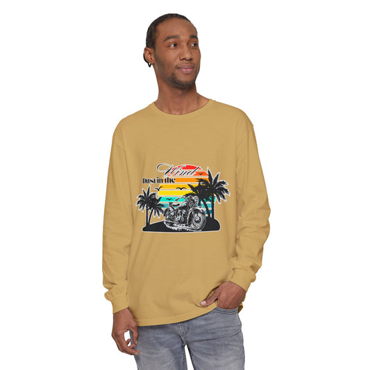 Dust in the Wind - Vintage Motorcycle & Sunset Design