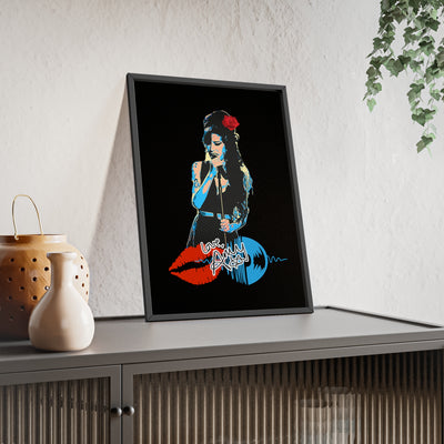 Love Amy Winehouse Poster with Wooden Frame - Vibrant Wall Art for Music Lovers