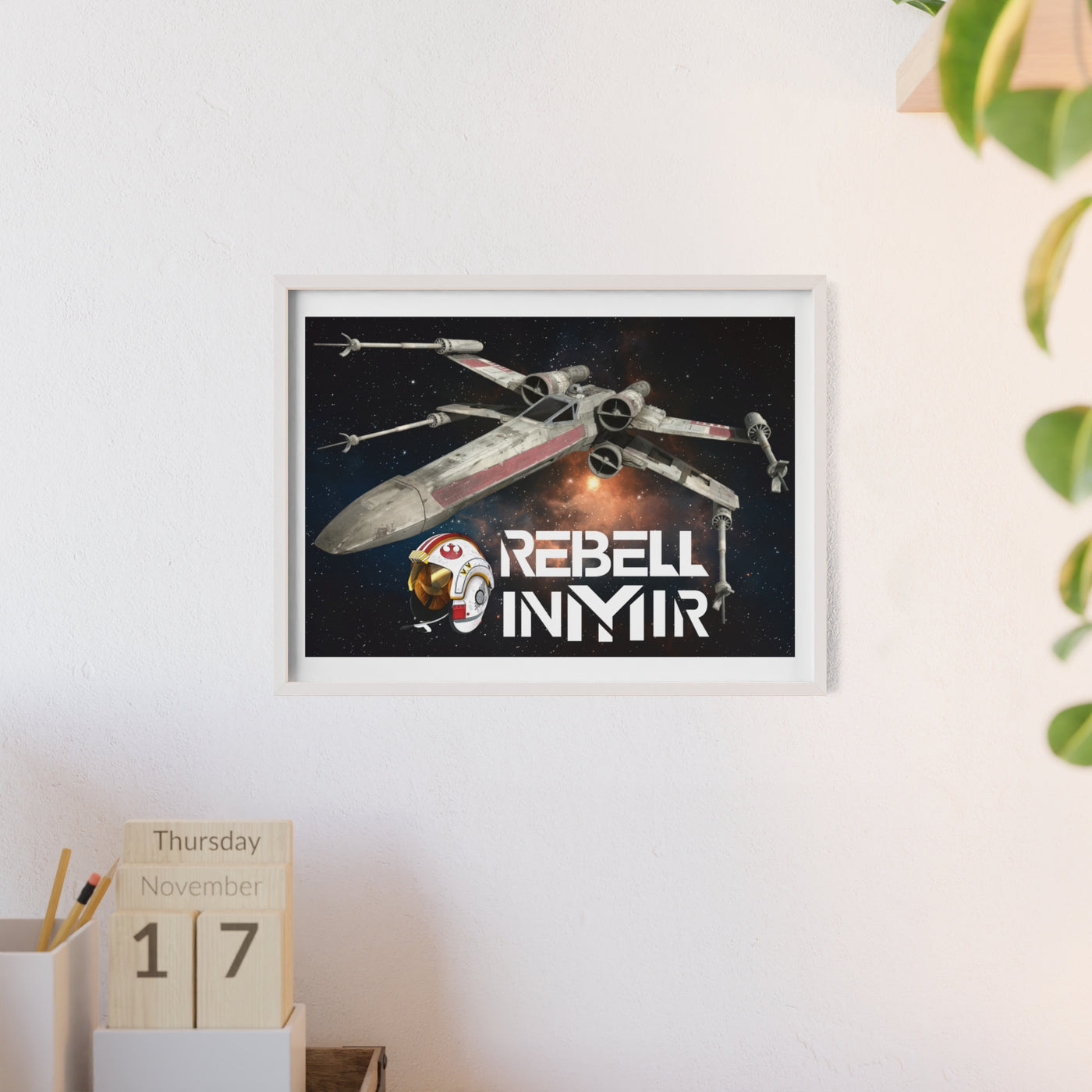 Star Wars X-Wing Fighter Poster with Wooden Frame - Rebel Inyir Decor
