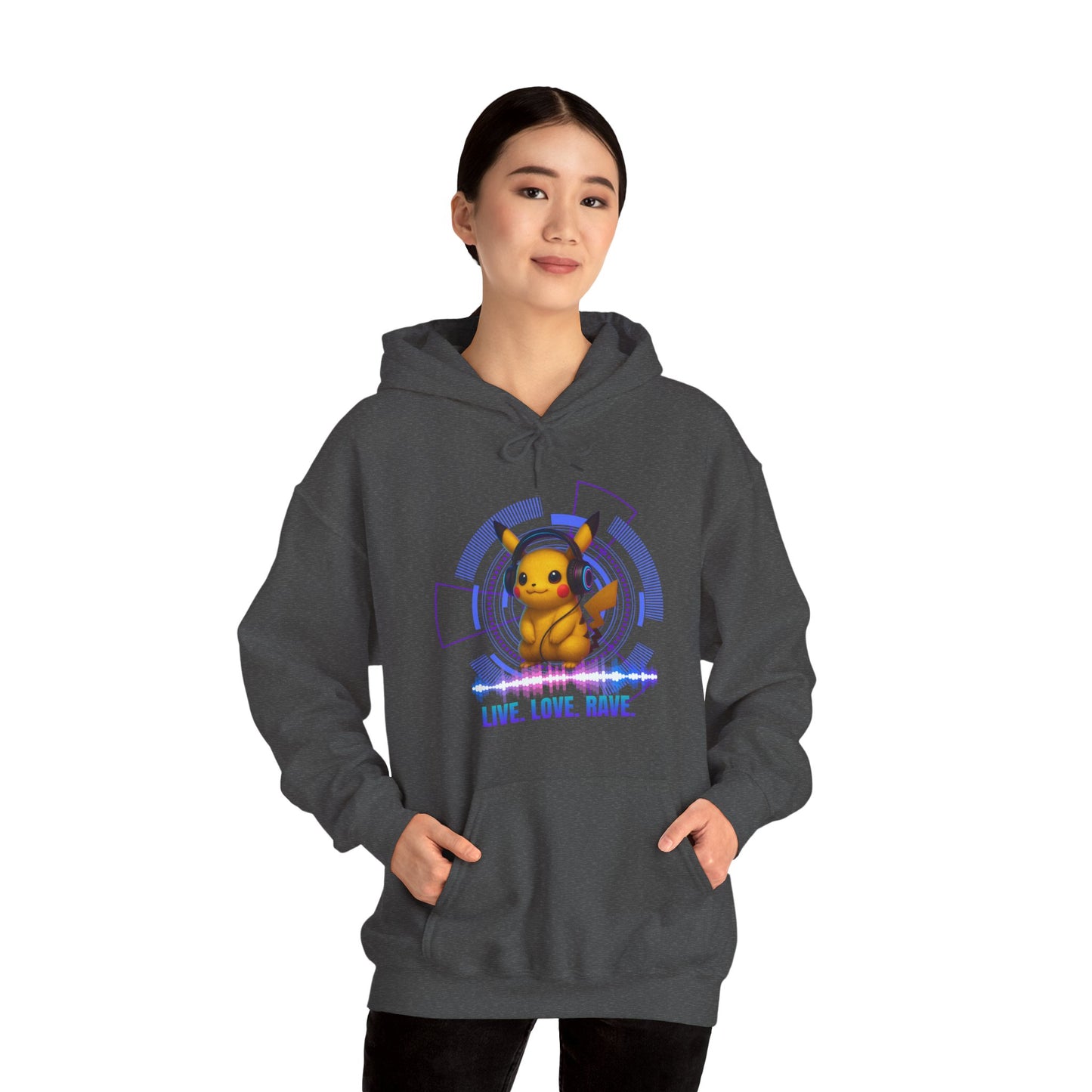 Rave Hoddie, Live Love Rave - Techno - Pokemon