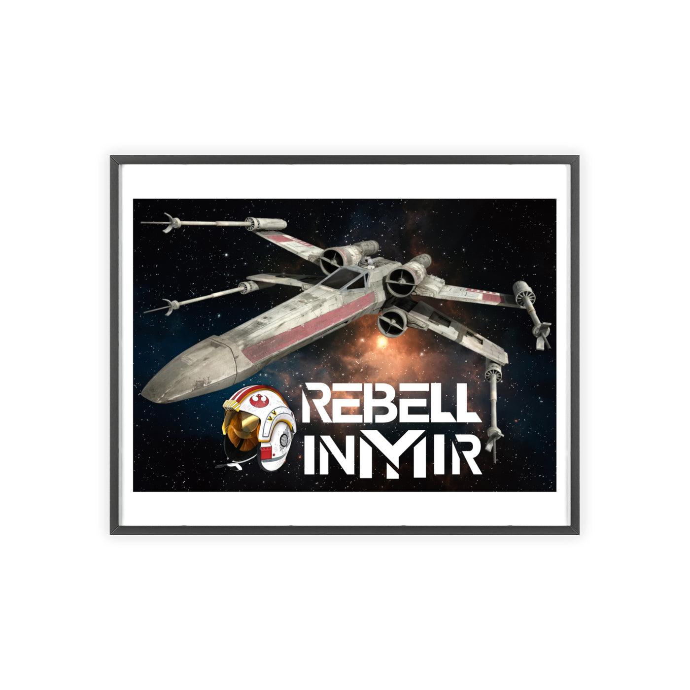 Star Wars X-Wing Fighter Poster with Wooden Frame - Rebel Inyir Decor