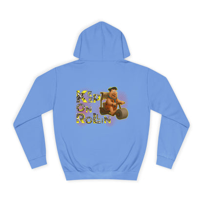 'Keep On Rollin' Design Unisex College Hoodie Flintstones Feuerstein