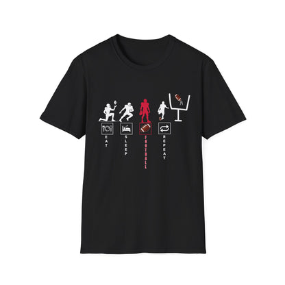 Football Life Unisex T-Shirt - Eat, Sleep, Football, Repeat