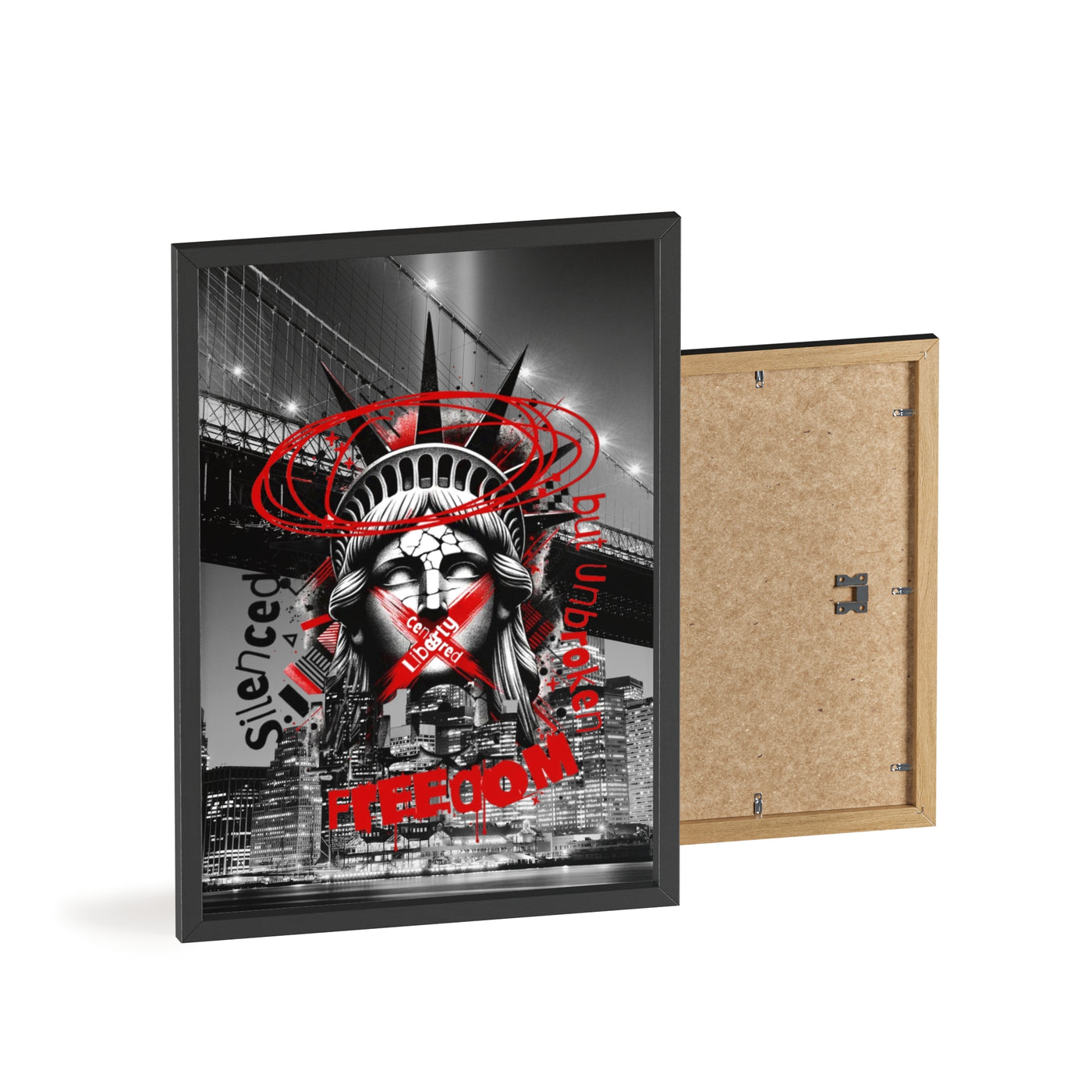 Freedom Poster with Wooden Frame - NYC Decor, Wall Art