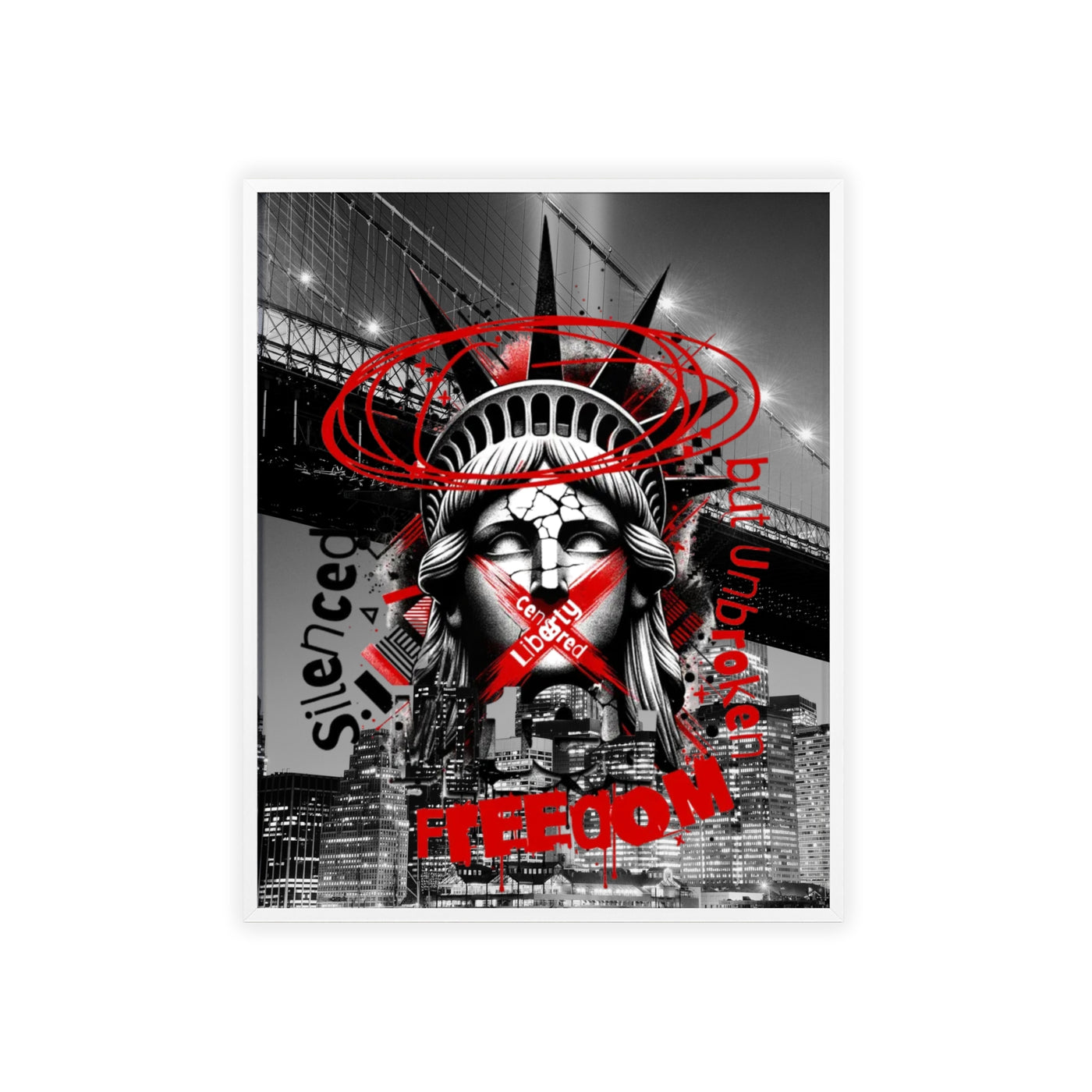 Freedom Poster with Wooden Frame - NYC Decor, Wall Art