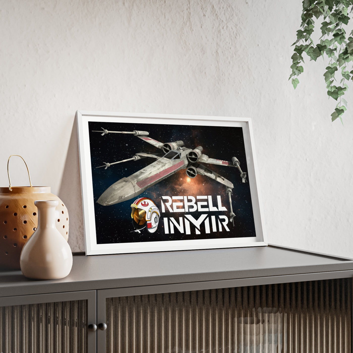 Star Wars X-Wing Fighter Poster with Wooden Frame - Rebel Inyir Decor