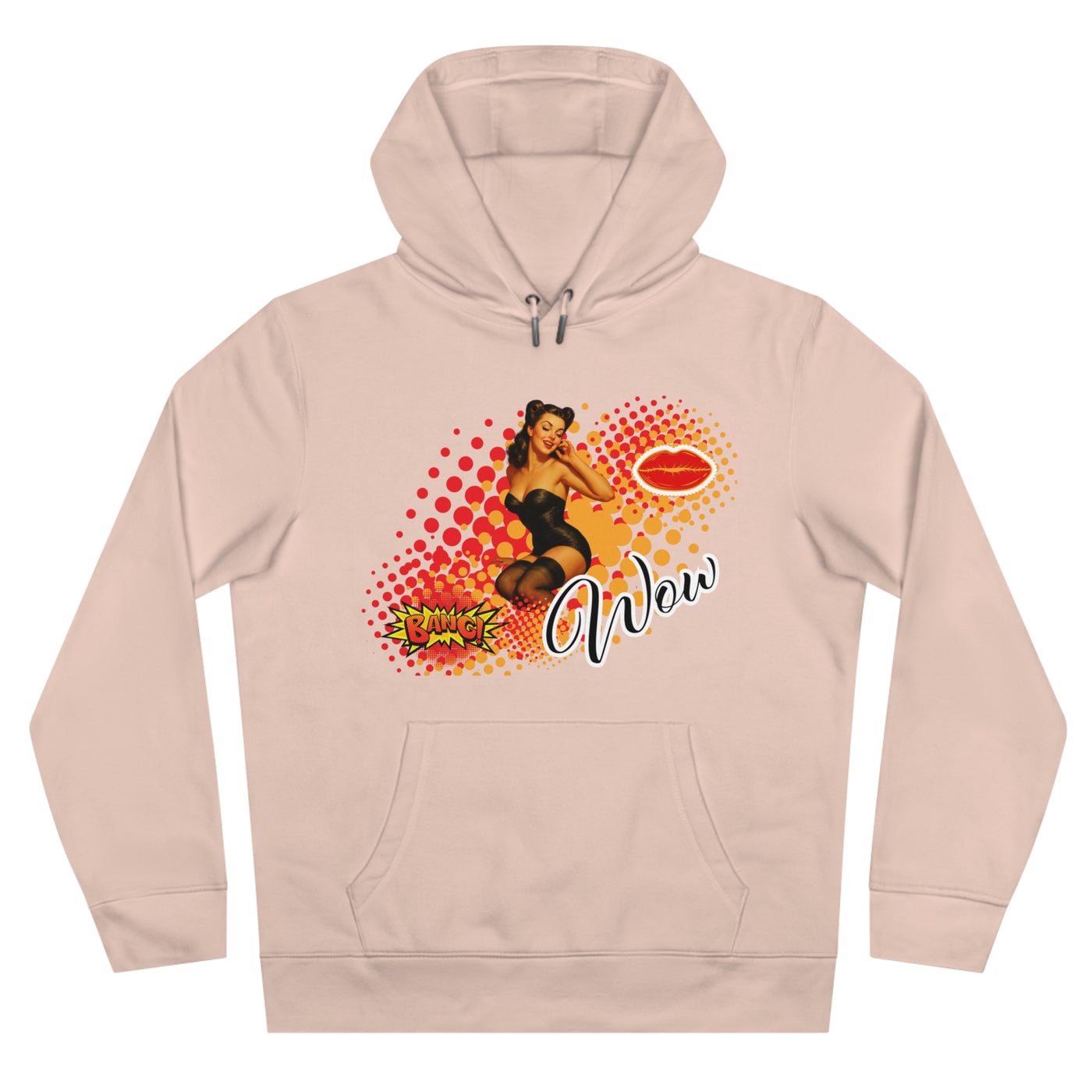 Retro Pin-Up Queen Hooded Sweatshirt - 'Wow' Graphic