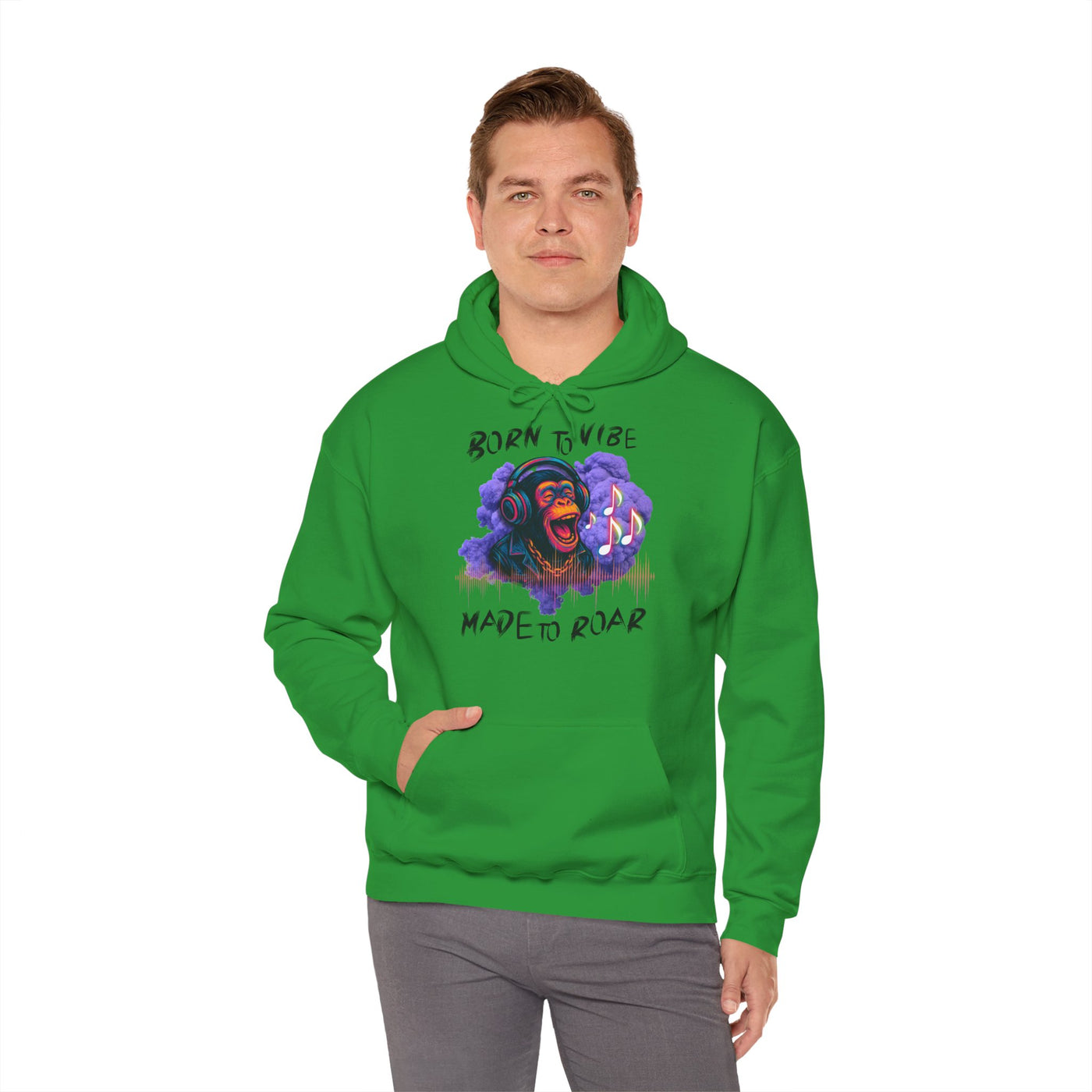Born to Vibe Unisex Heavy Blend™ Hooded Sweatshirt - Made to Roar Monkey - Monkey 