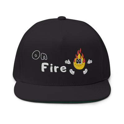 Embroidered Flat Bill Cap - "on fire"