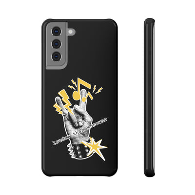 Handyhülle stylish Slim Snap Case for Music Lovers "louder than manowar" Rock Hand Design,