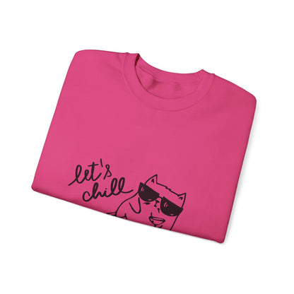 Let's Chill Cat Sweatshirt - Unisex Garment-Dyed Pullover for Cozy Days
