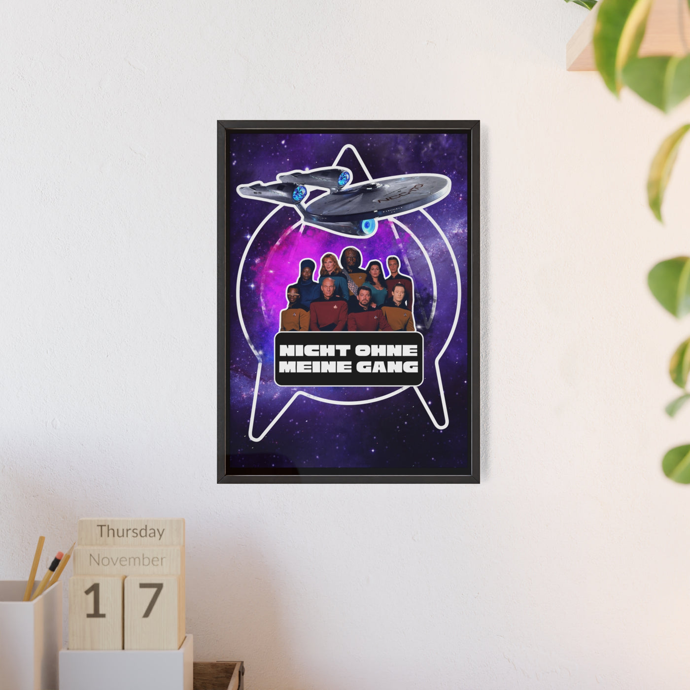 Starship Adventure Poster with Wooden Frame | Sci-Fi Wall Art, Geek Decor,