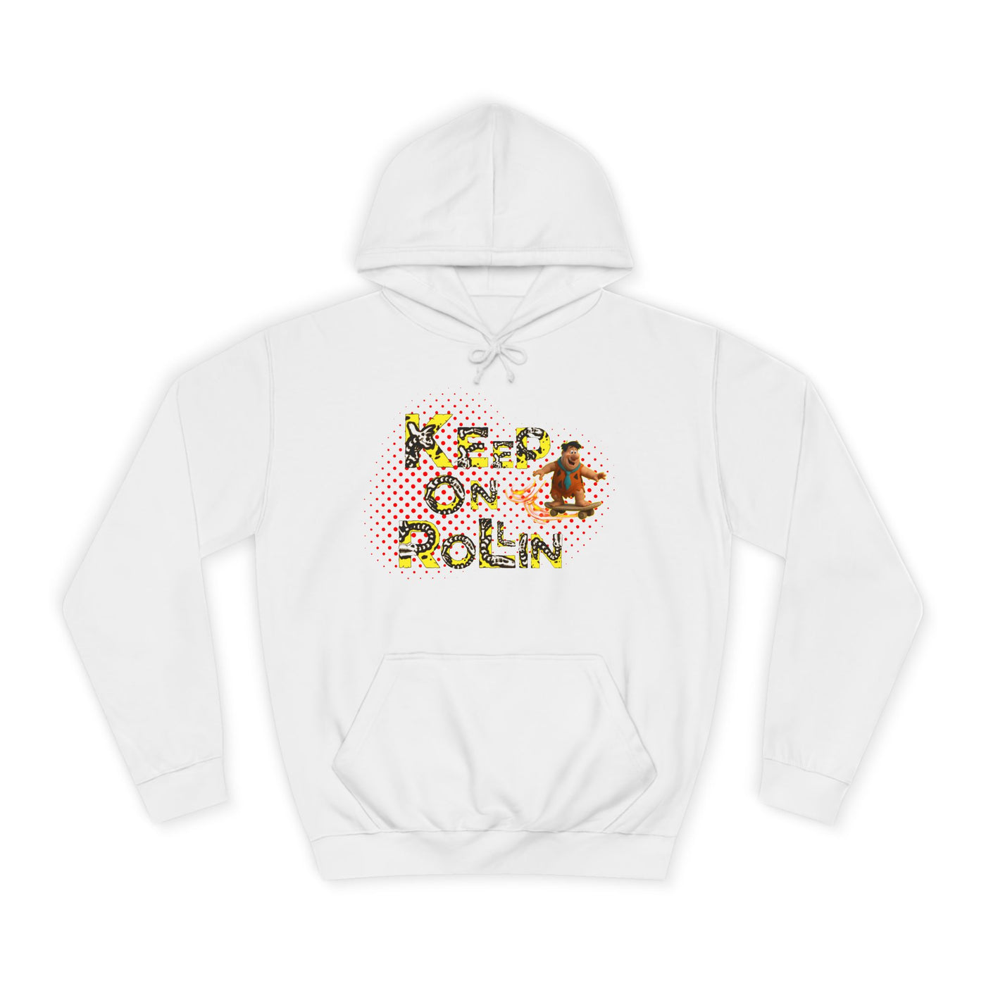 'Keep On Rollin' Design Unisex College Hoodie Flintstones Feuerstein