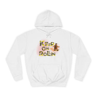 'Keep On Rollin' Design Unisex College Hoodie Flintstones Feuerstein