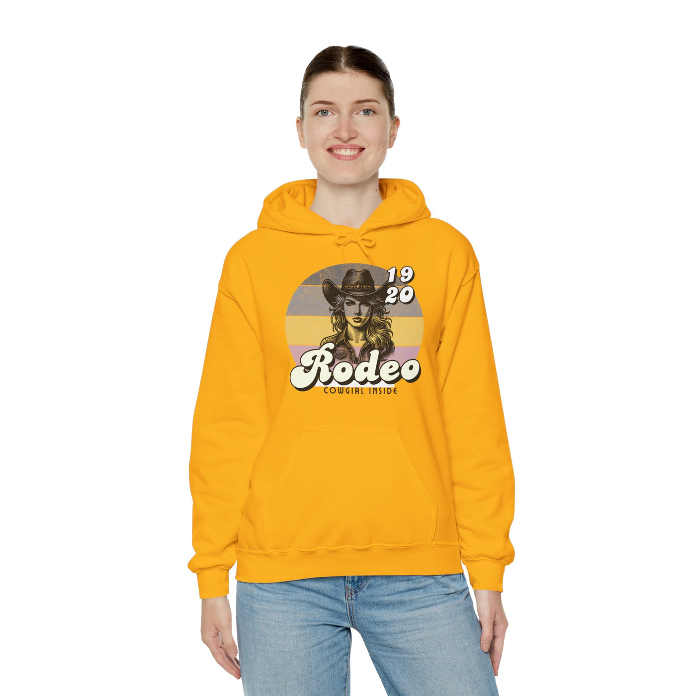 Rodeo Cowgirl Hooded HOODIE - Unisex Heavy Blend™ - Retro Style