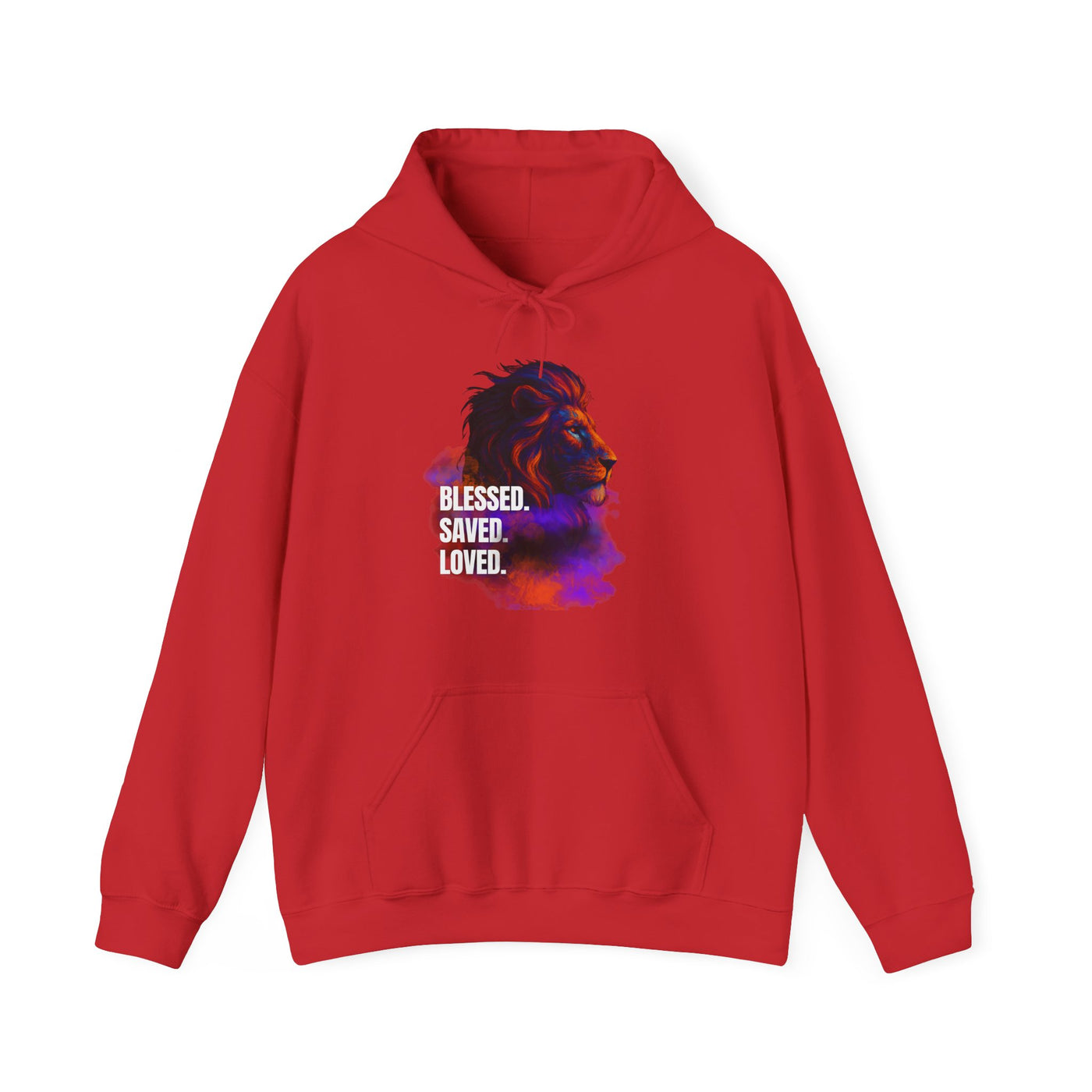 Blessed, Saved, Loved Lion Hoodie - Unisex Heavy Blend Sweatshirt