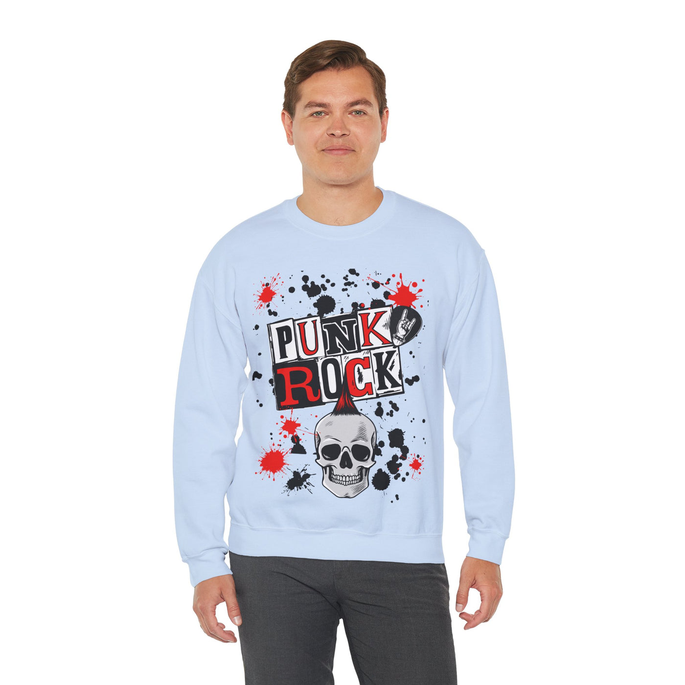Punk Rock Crewneck Sweatshirt, Casual Streetwear Gift, Music Lover Apparel, Fall Fashion Layer, Unique Graphic Sweater