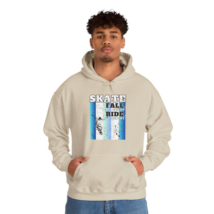 Skateboarding Warmup Hoodie - 'Skate Fall Get Up Ride Repeat' Design
