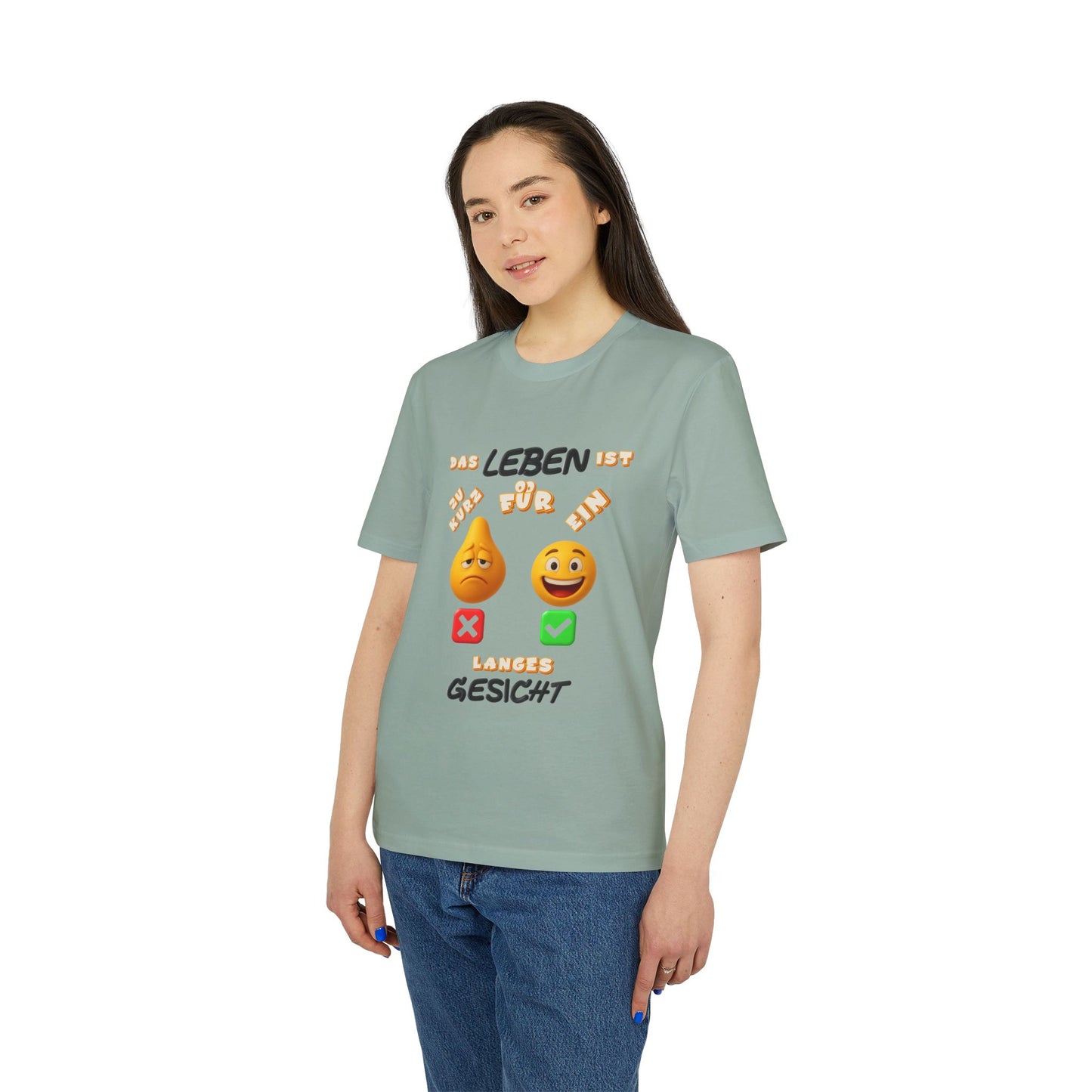 Funny Graphic T-Shirt - 'Das Leben ist zu kurz für ein langes Gesicht'