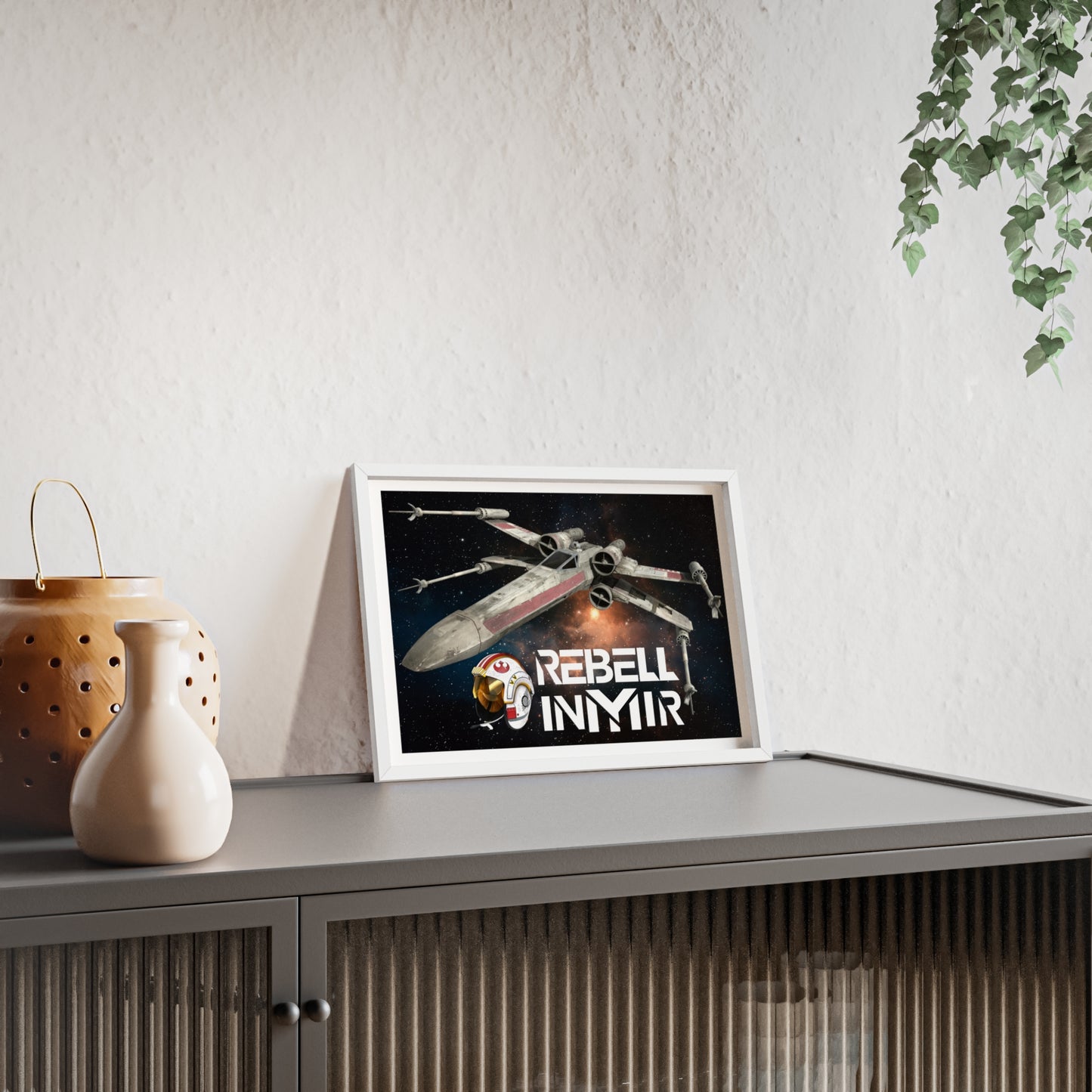 Star Wars X-Wing Fighter Poster with Wooden Frame - Rebel Inyir Decor