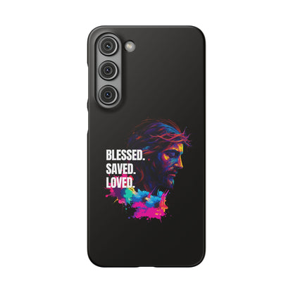 Blessed Saved Loved -  Snap Case Handyhülle - Jesus