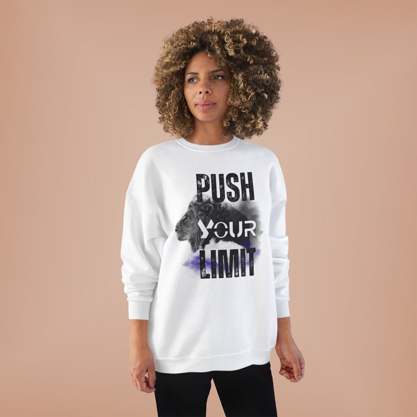 Motivational Lion Sweatshirt - Push Your Limit - Unisex EcoSmart