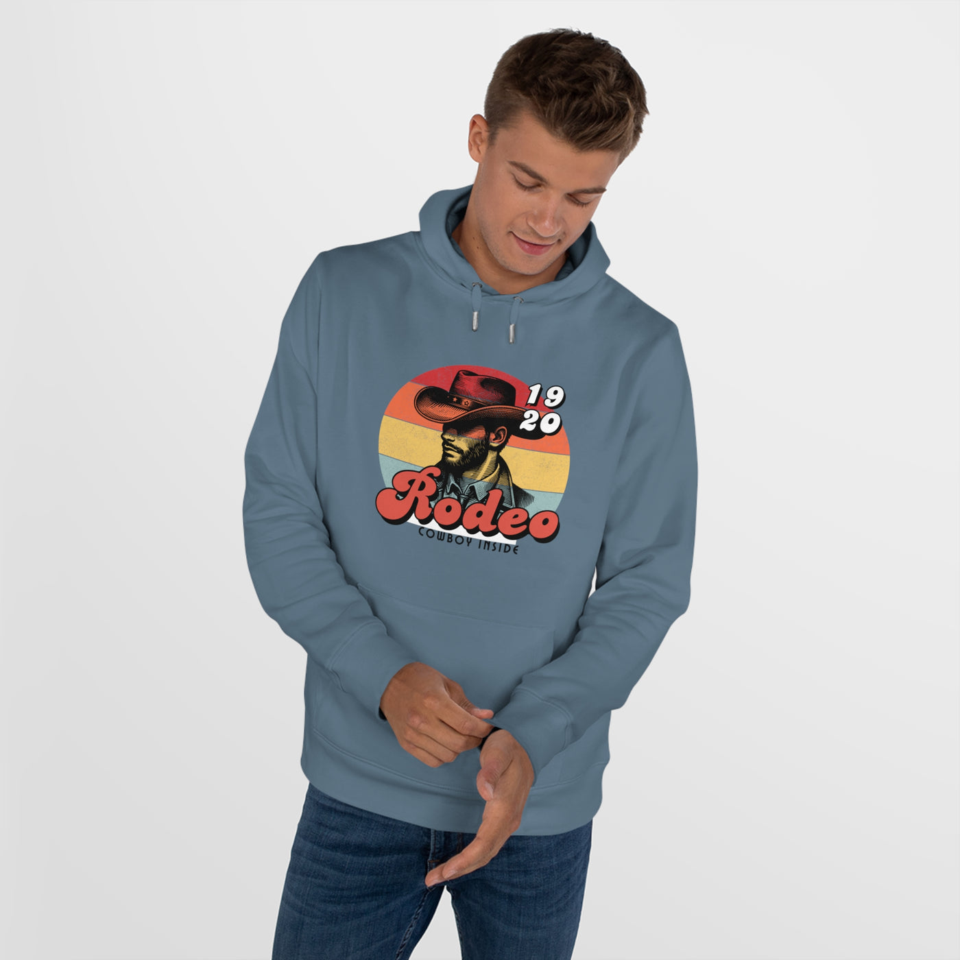 Retro Rodeo King Sweatshirt, Cowboy Hoodie, Western Apparel, Gift for Ranchers, Rodeo Fans, Cozy Hoodie for Men