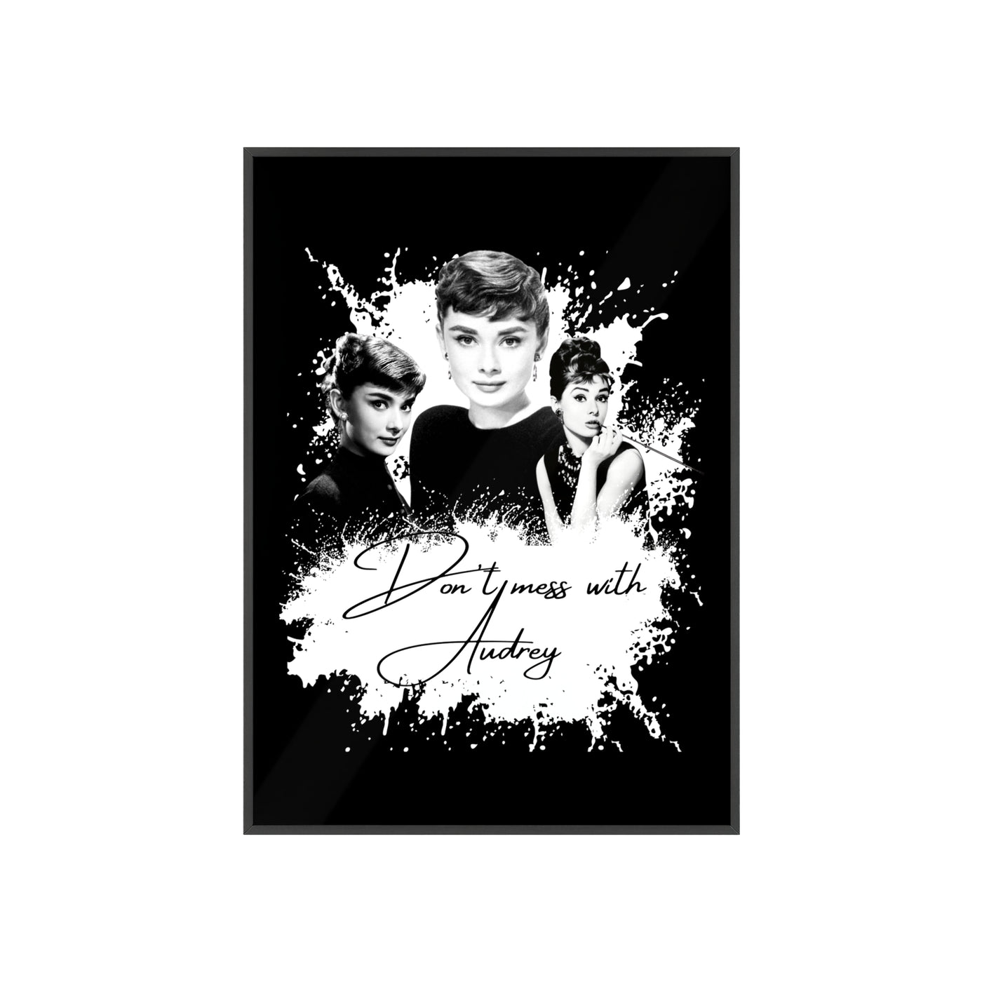 Audrey Hepburn Classic Poster with Wooden Frame - 'Don't Mess with Audrey'