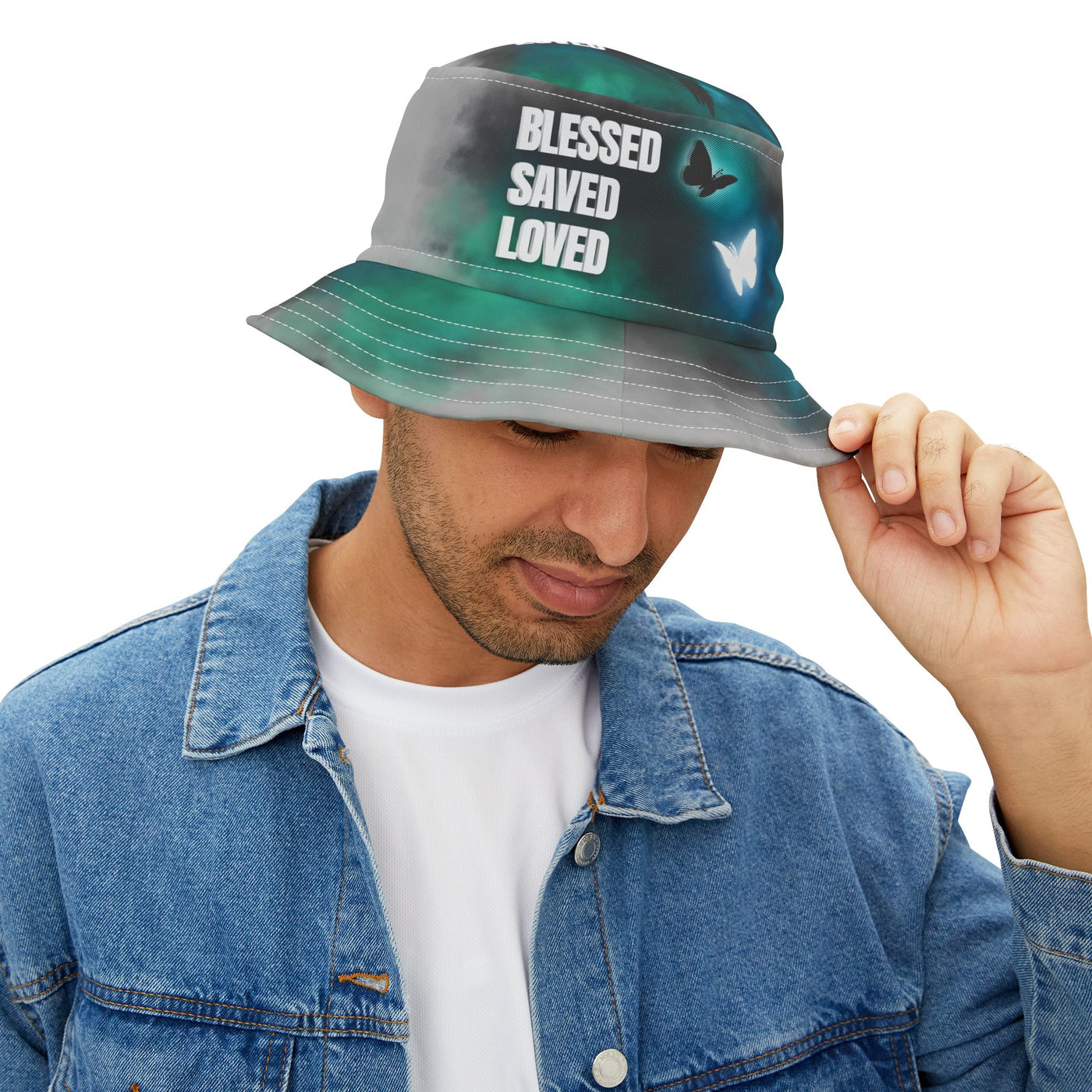 Blessed Saved Loved - Christian - Christlich - Jesus - Gott Hat- Fischerhut