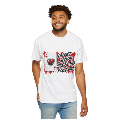 Heart Leads Success Unisex Heavy Cotton Tee | Graphic Tee | Casual Wear | Gift for Gamers | Inspirational Fashion | Streetwear