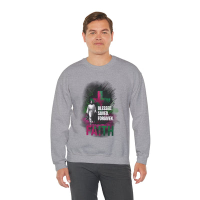 Jesus mit Faith und Spruch Blessed -Saved -Forgiven Sweatshirt