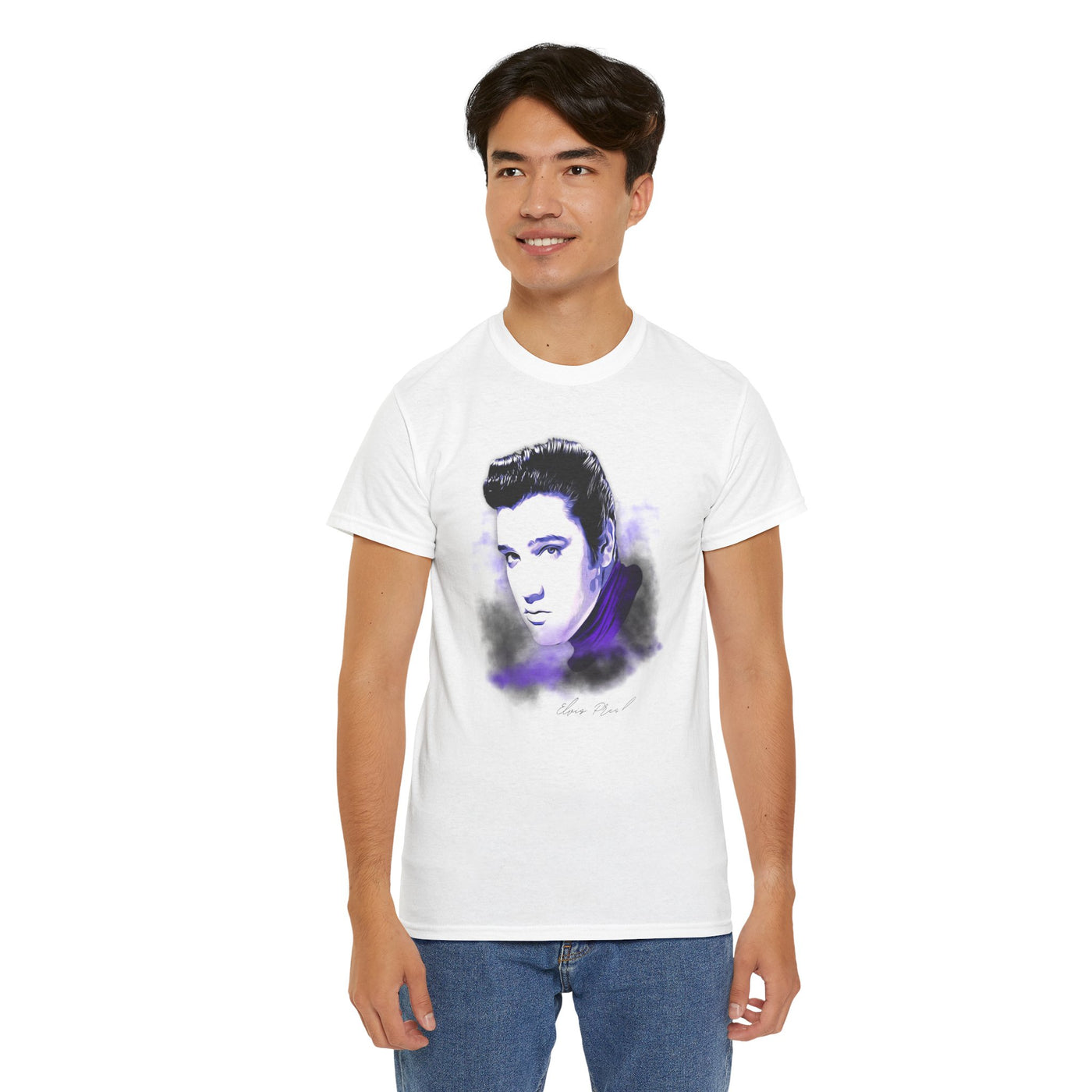 Elvis Portrait Unisex Heavy Cotton Tee - Retro Music Fan Gift