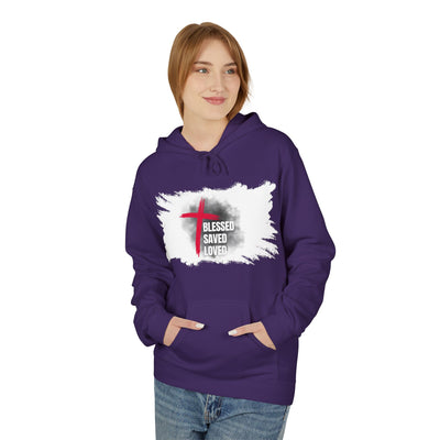 Faith-Inspired Hoodie: Blessed, Saved, Loved - Christian JESUS