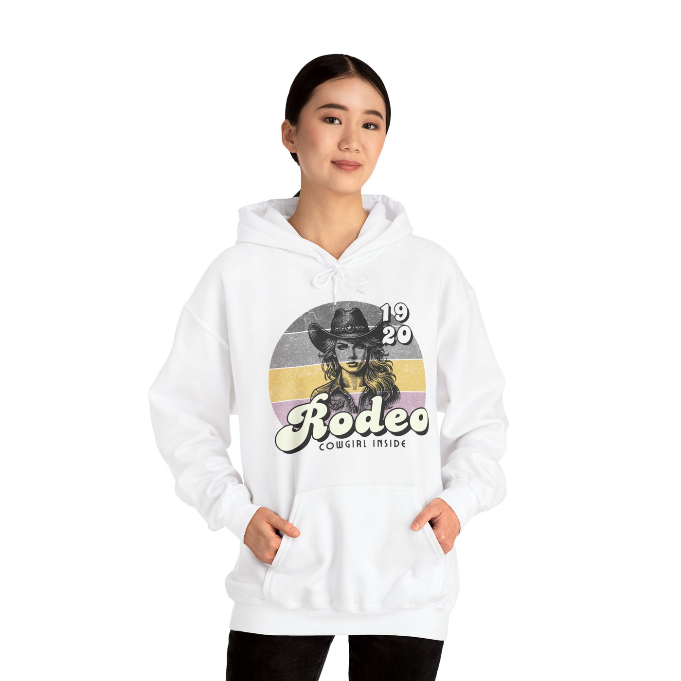 Rodeo Cowgirl Hooded HOODIE - Unisex Heavy Blend™ - Retro Style
