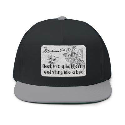 Butterfly and Bee Muhammad Ali Flat Bill Cap | Trendy Snapback Hat