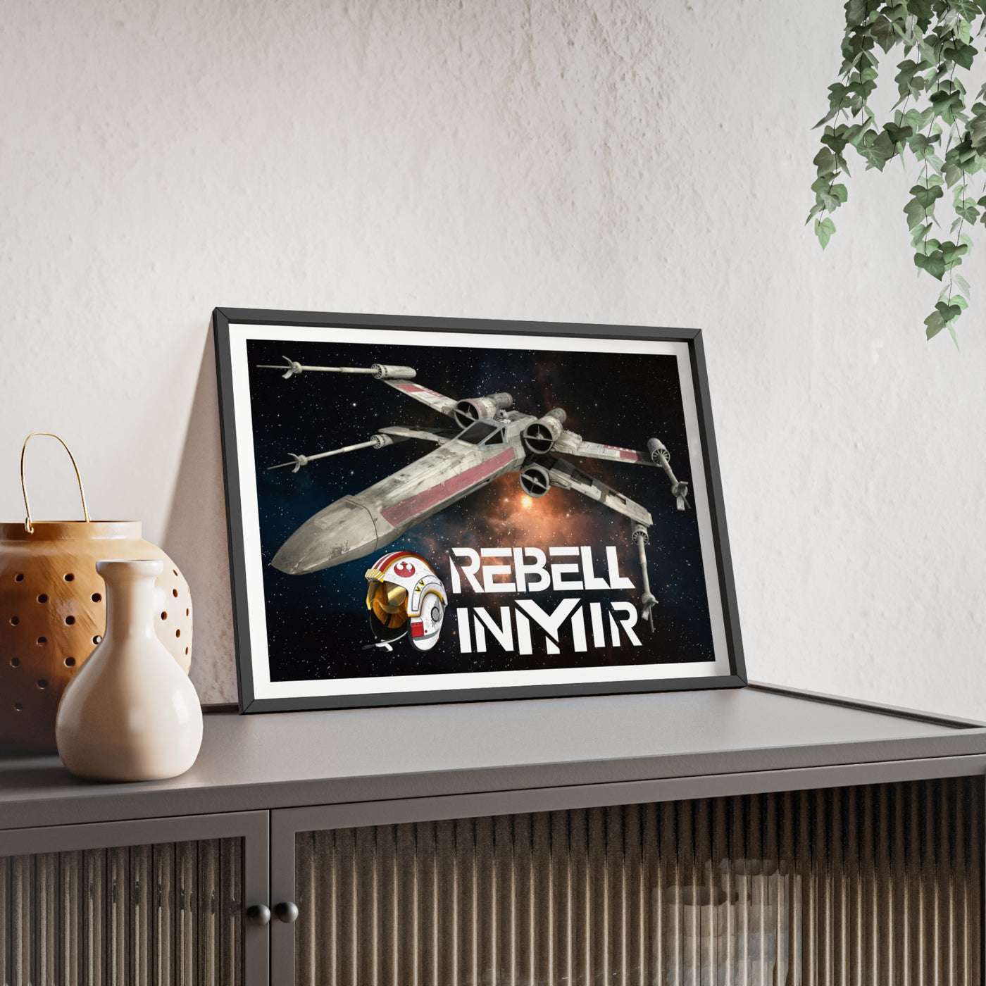 Star Wars X-Wing Fighter Poster with Wooden Frame - Rebel Inyir Decor